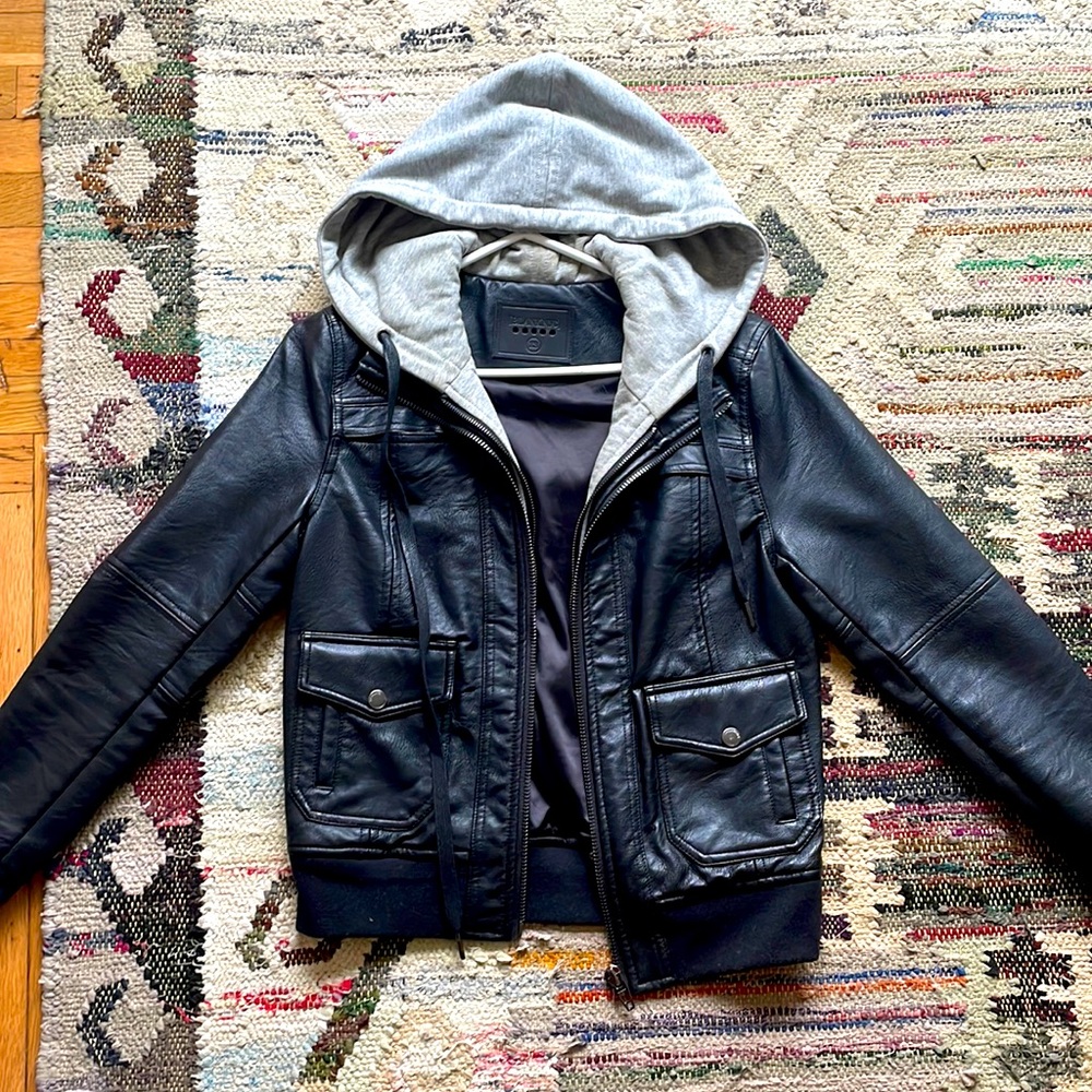 Blank NYC Faux Leather Jacket with Hood